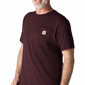 Carhartt Iconic K87 Pocket T-Shirt Mens Sz Large Burgundy Loose Fit Short Sleeve